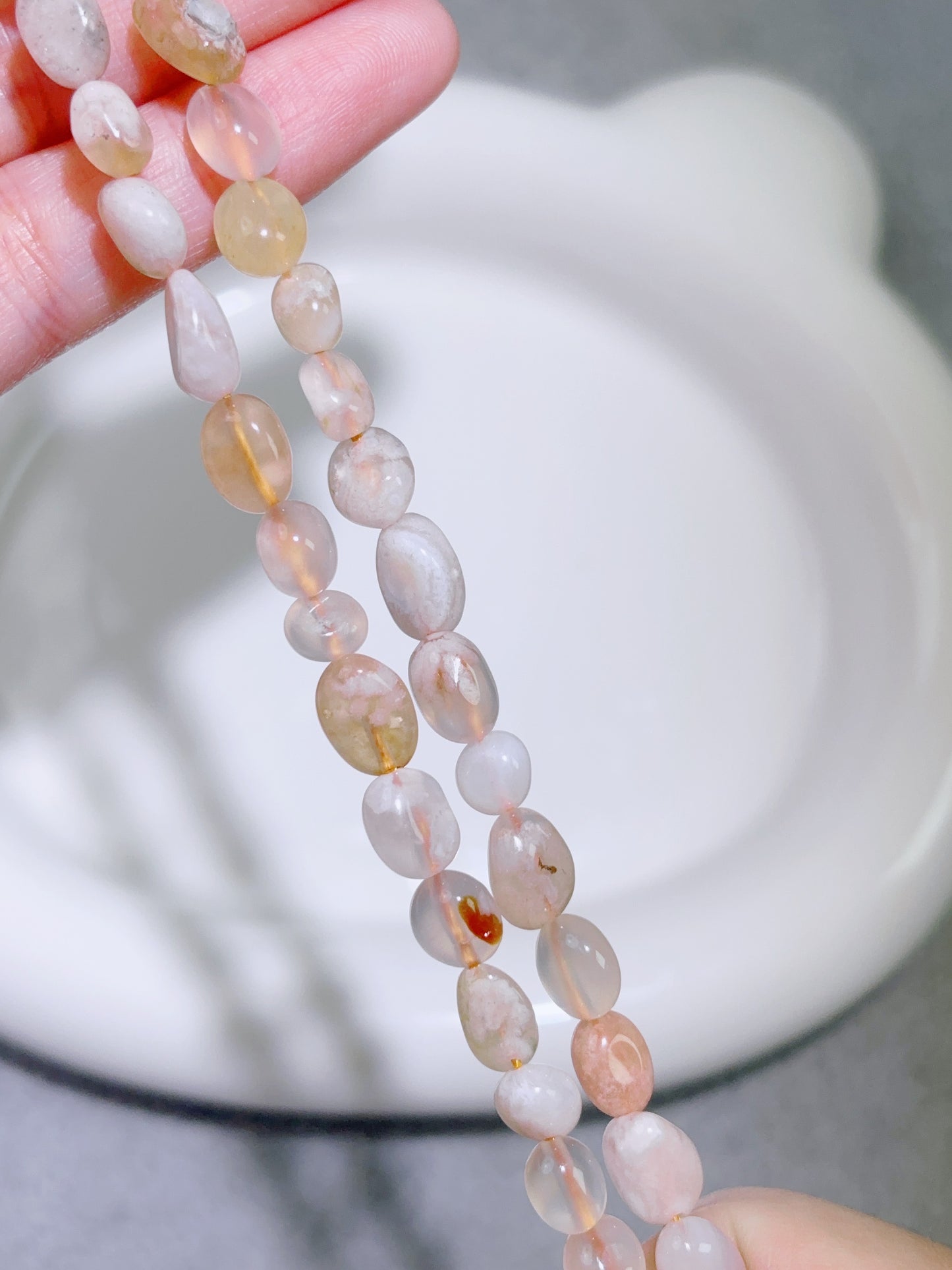 天然石連材-糖豆-7-9 mm桜瑪瑙