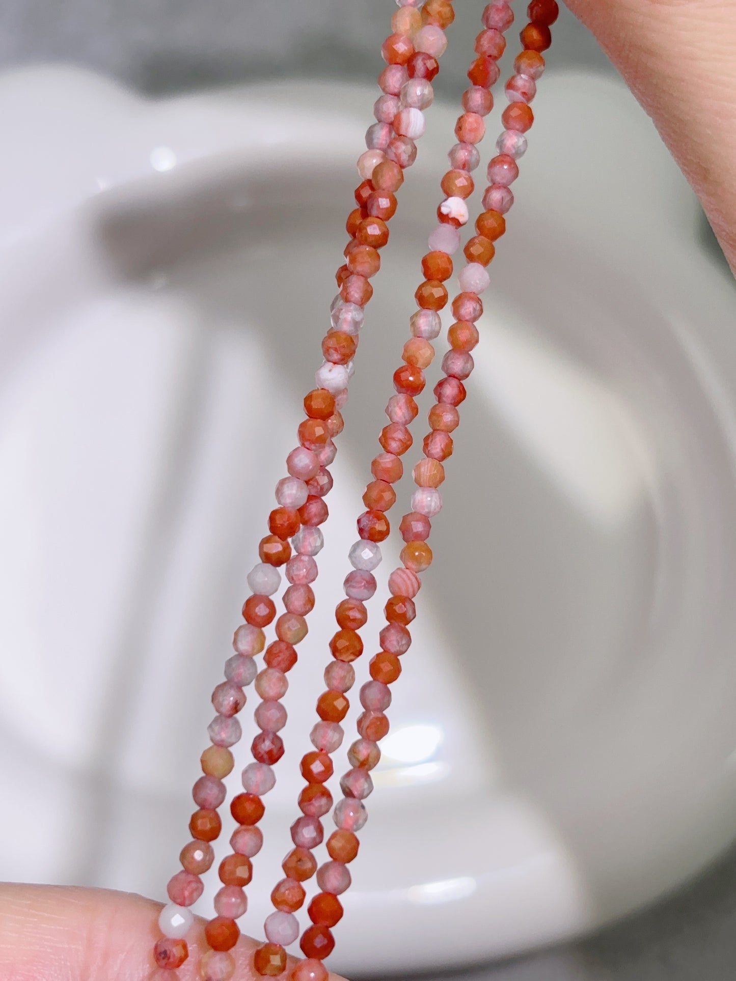 天然石連材-多面-2.5 mmナンホン瑪瑙/南紅瑪瑙