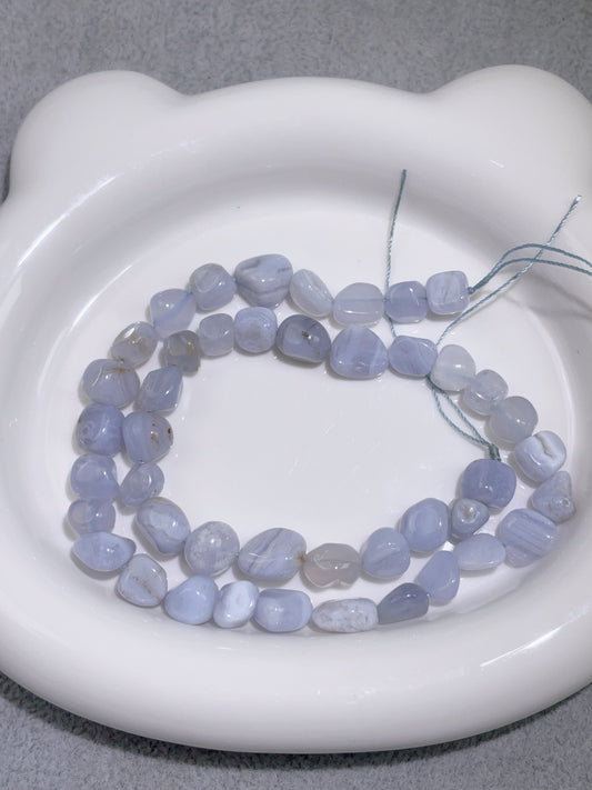 天然石連材-糖豆-7-9 mmブルーレースアゲート