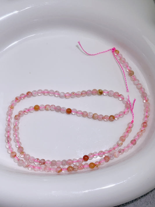 天然石連材-ビーズ-3 mm桜瑪瑙