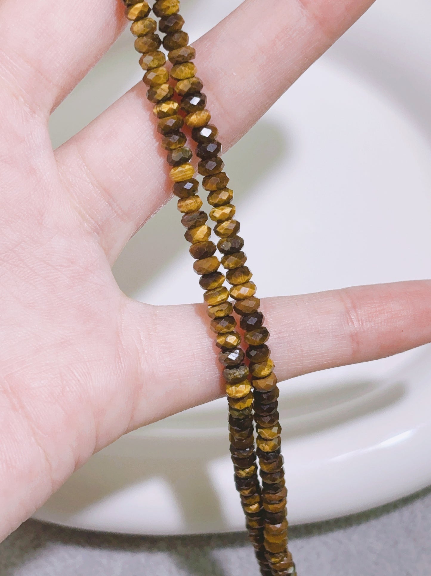 天然石連材-算盤多面-4 mm虎眼石