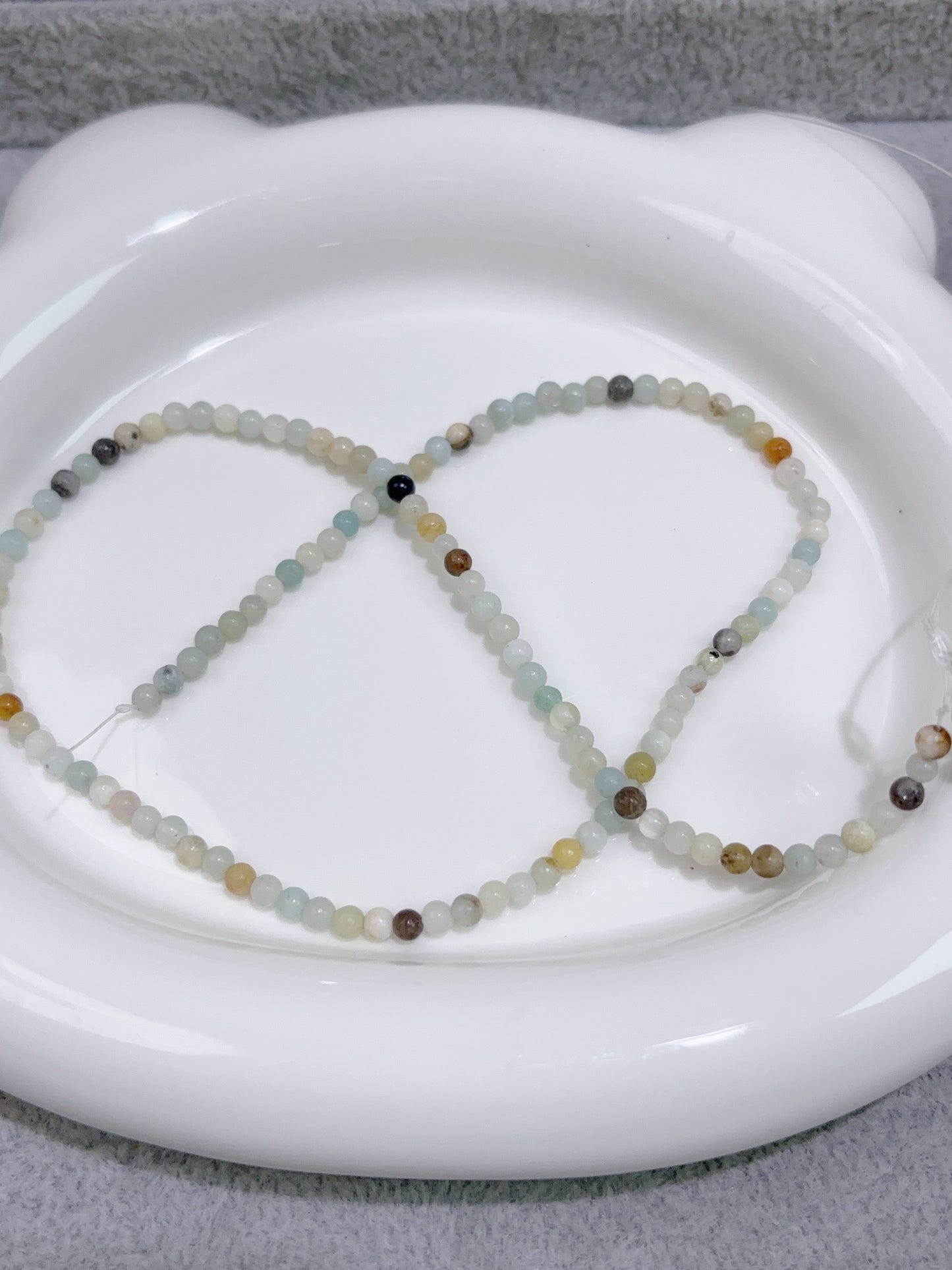 天然石連材--円珠--3 mmアマゾナイト