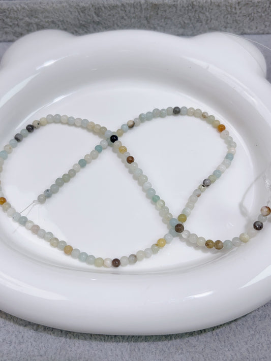 天然石連材--円珠--3 mmアマゾナイト