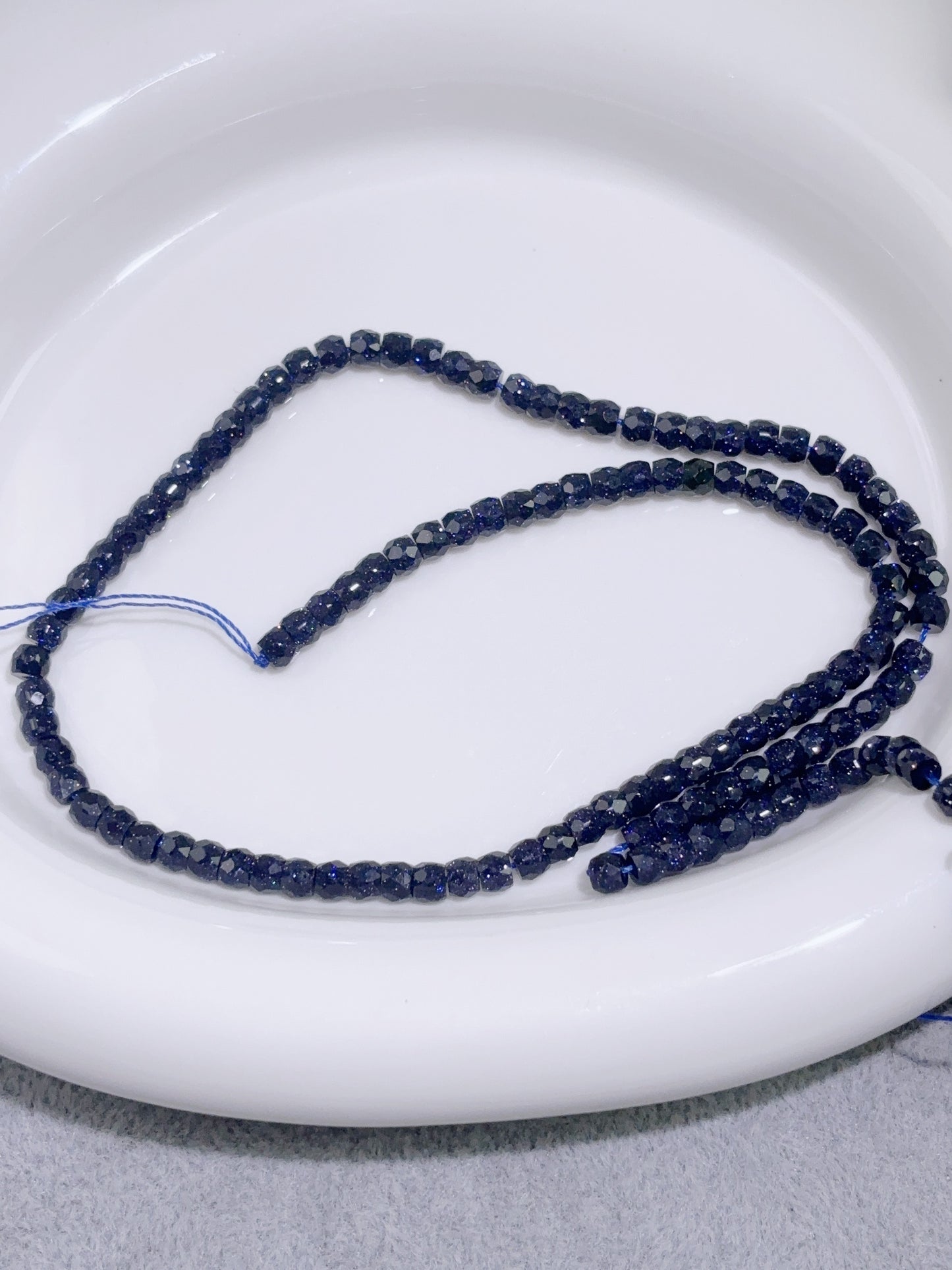 天然石连材-多面-3x4mmブルーサンドストーン