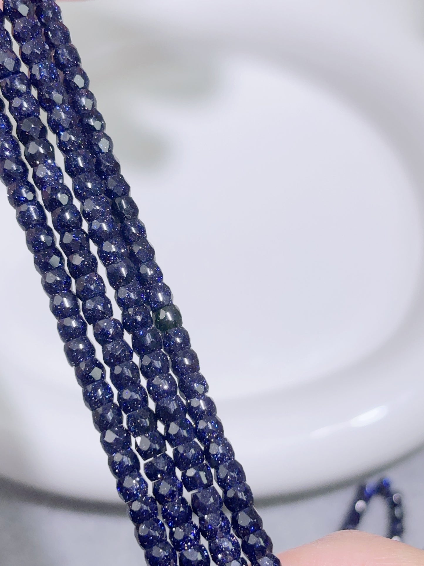 天然石连材-多面-3x4mmブルーサンドストーン