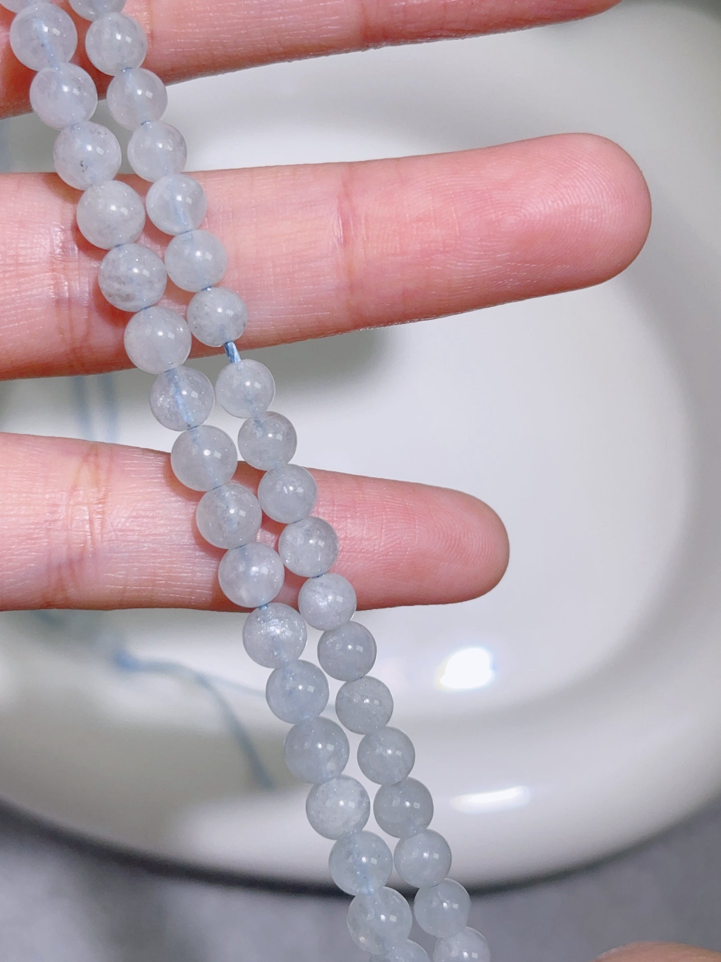天然石連材-ビーズ-4.8 mmアクアマリン