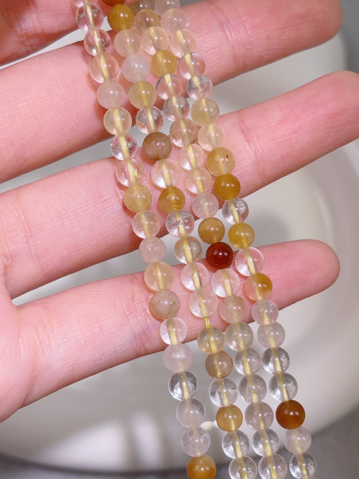 天然石連材-ビーズ-4.8 mmゴールデンヒーラー/黄胶花