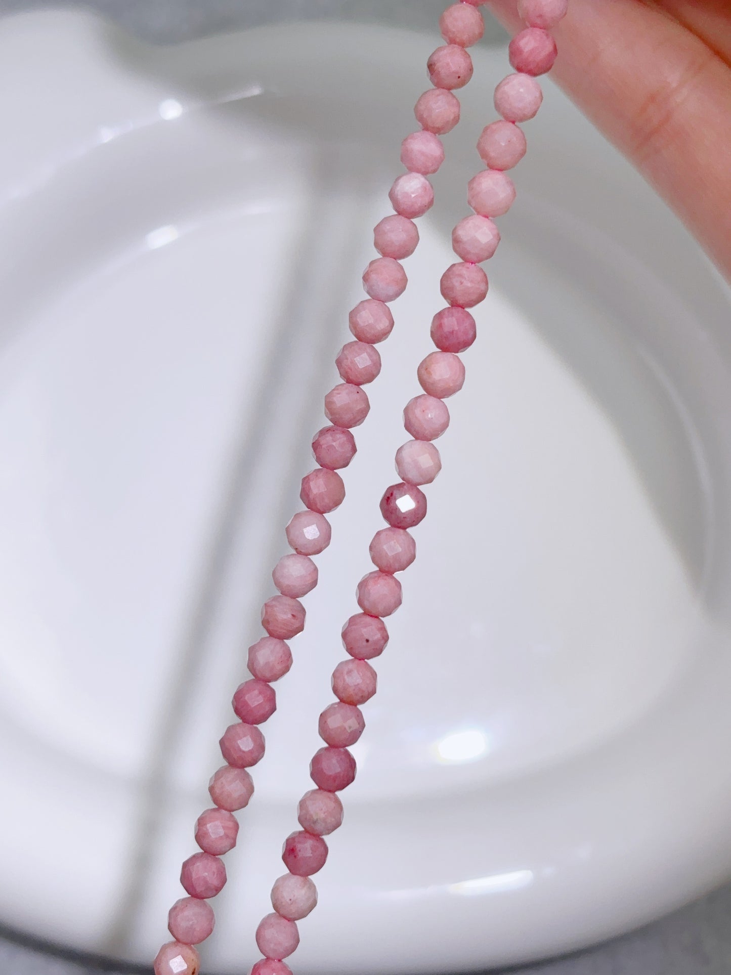 天然石連材-多面-4 mm赤紋石/ロードクロサイト/インカローズ