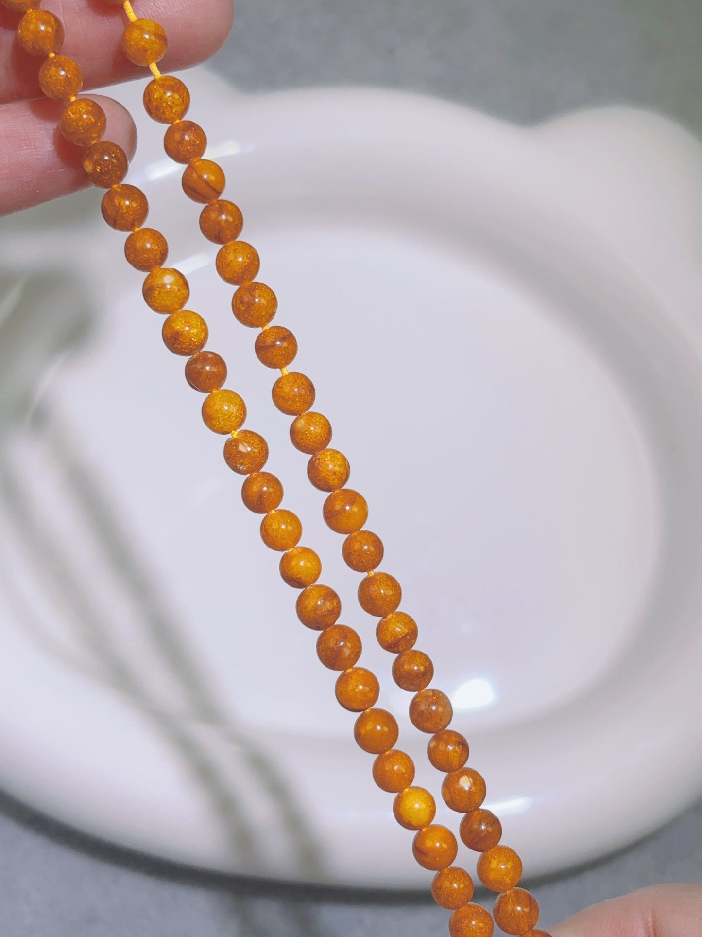 天然石連材-円珠-4.8 mmミツロウ