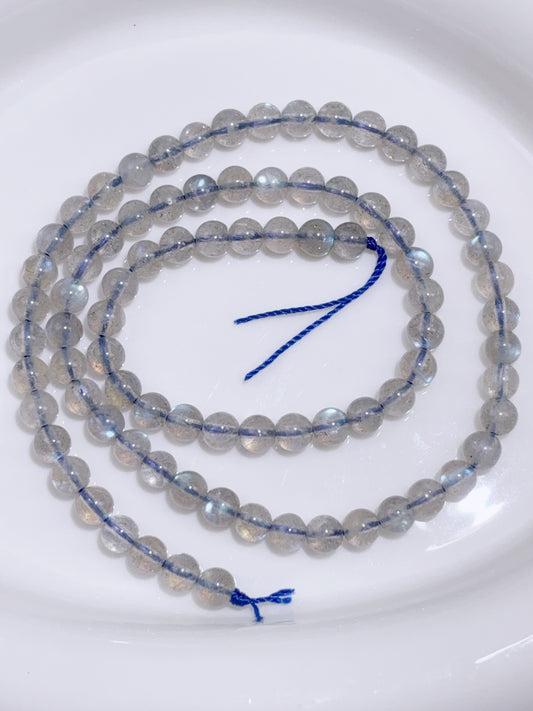 天然石連材-円珠-5 mm 7 A灰月光