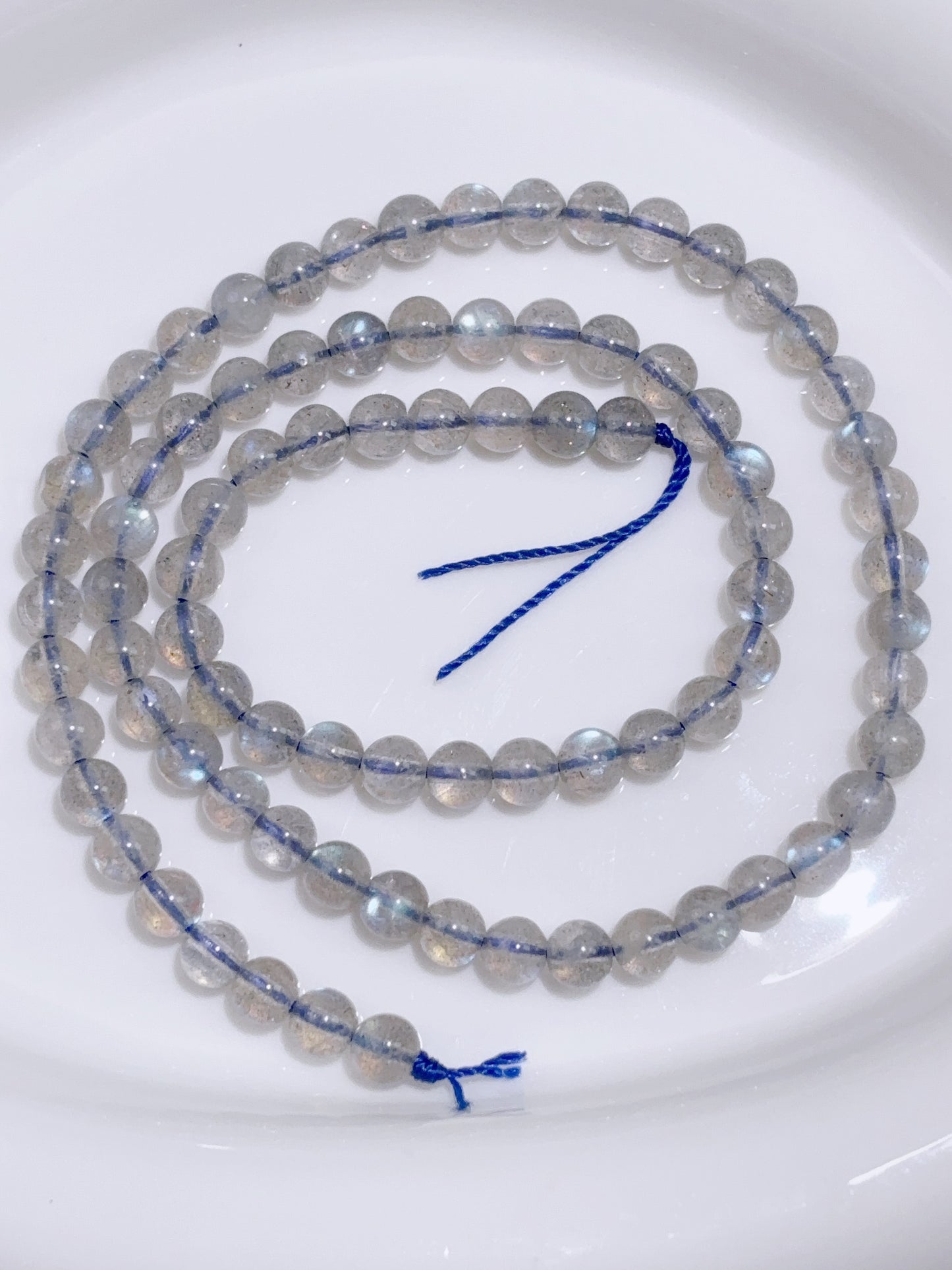 天然石連材-円珠-5 mm 7 A灰月光