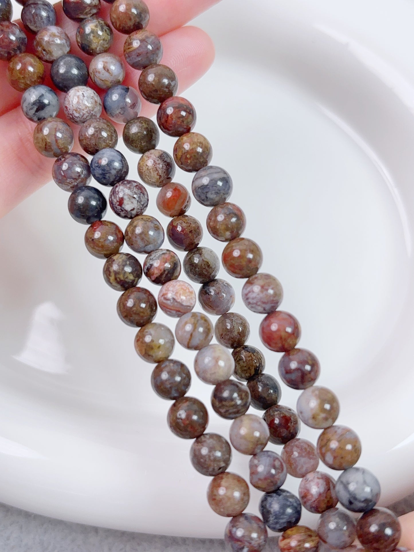 天然石連材--円珠--6 mmピーターサイト