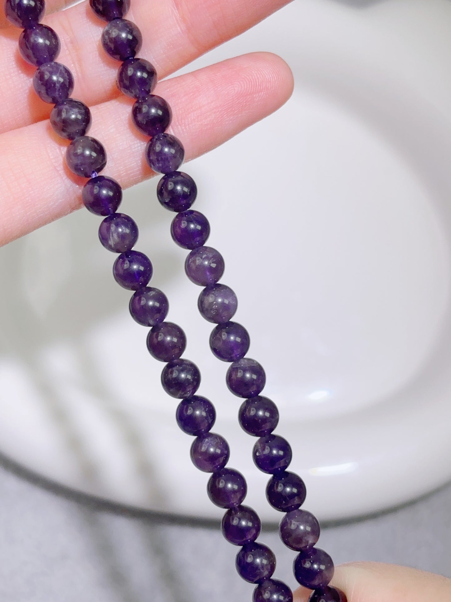 天然石連材-ビーズ-6 mm濃色紫水晶アメシスト