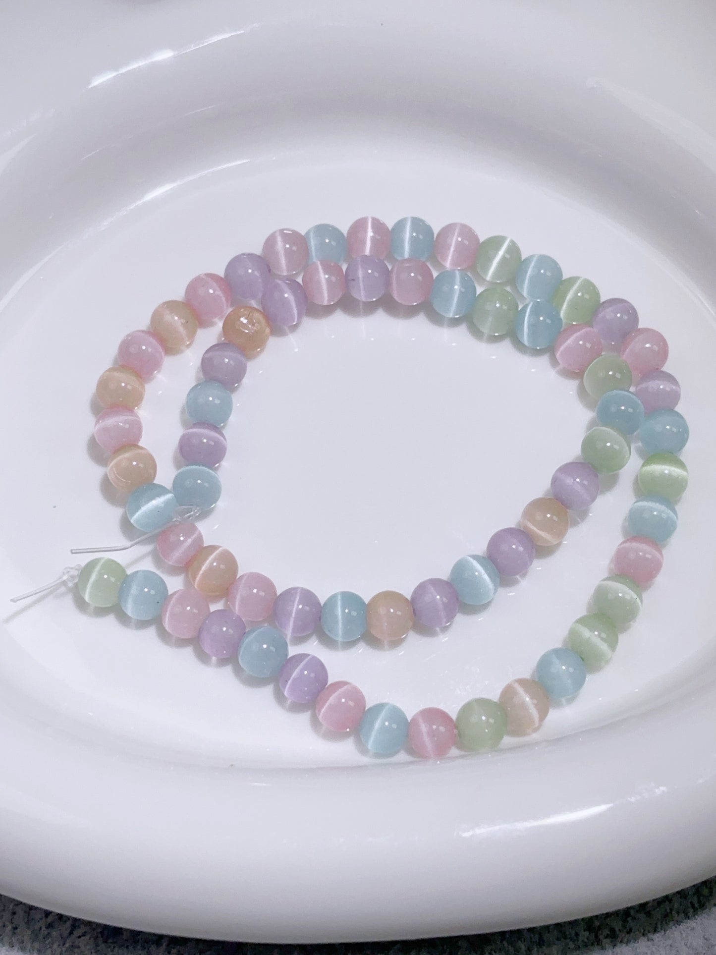 天然石連材-多面-6mm天然石キャッツアイ