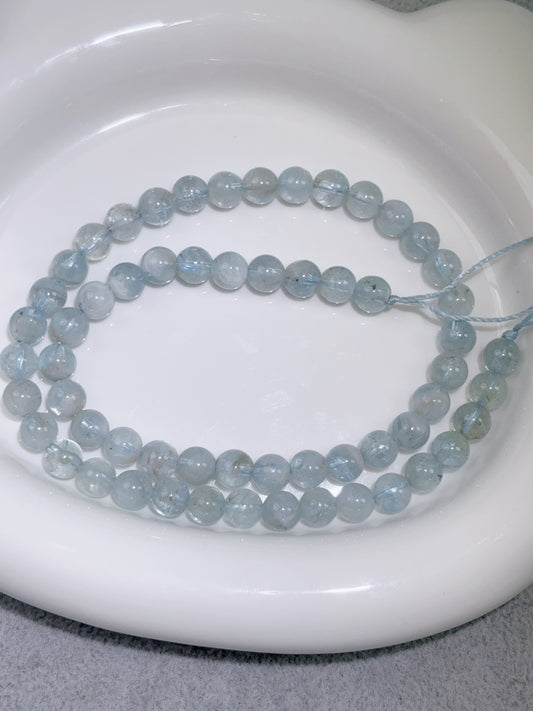天然石連材-ビーズ-7 mmアクアマリン