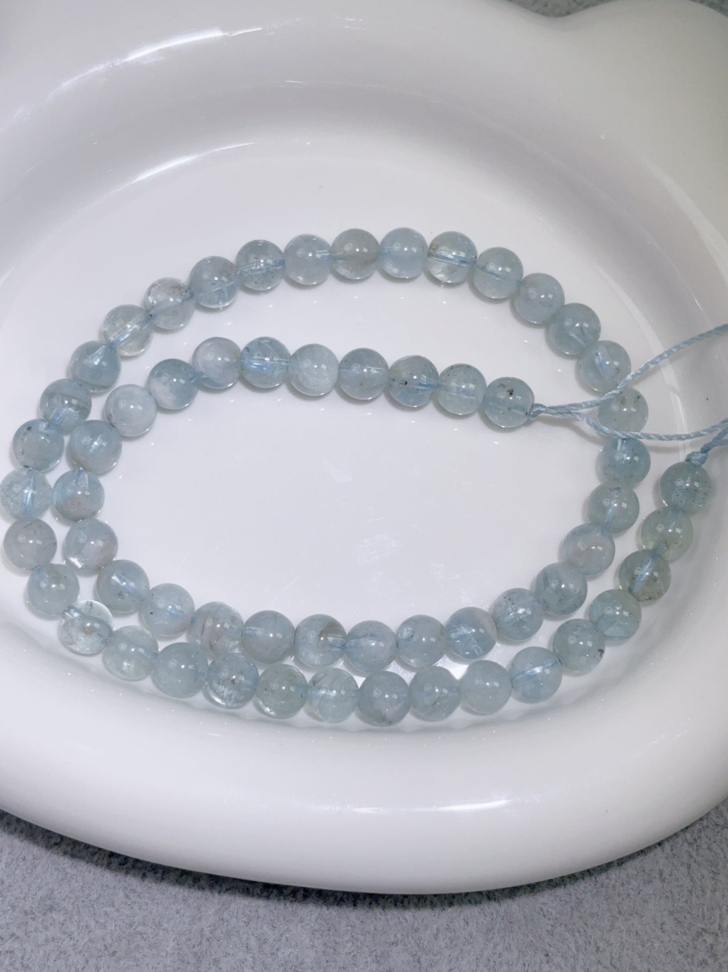 天然石連材-ビーズ-7 mmアクアマリン