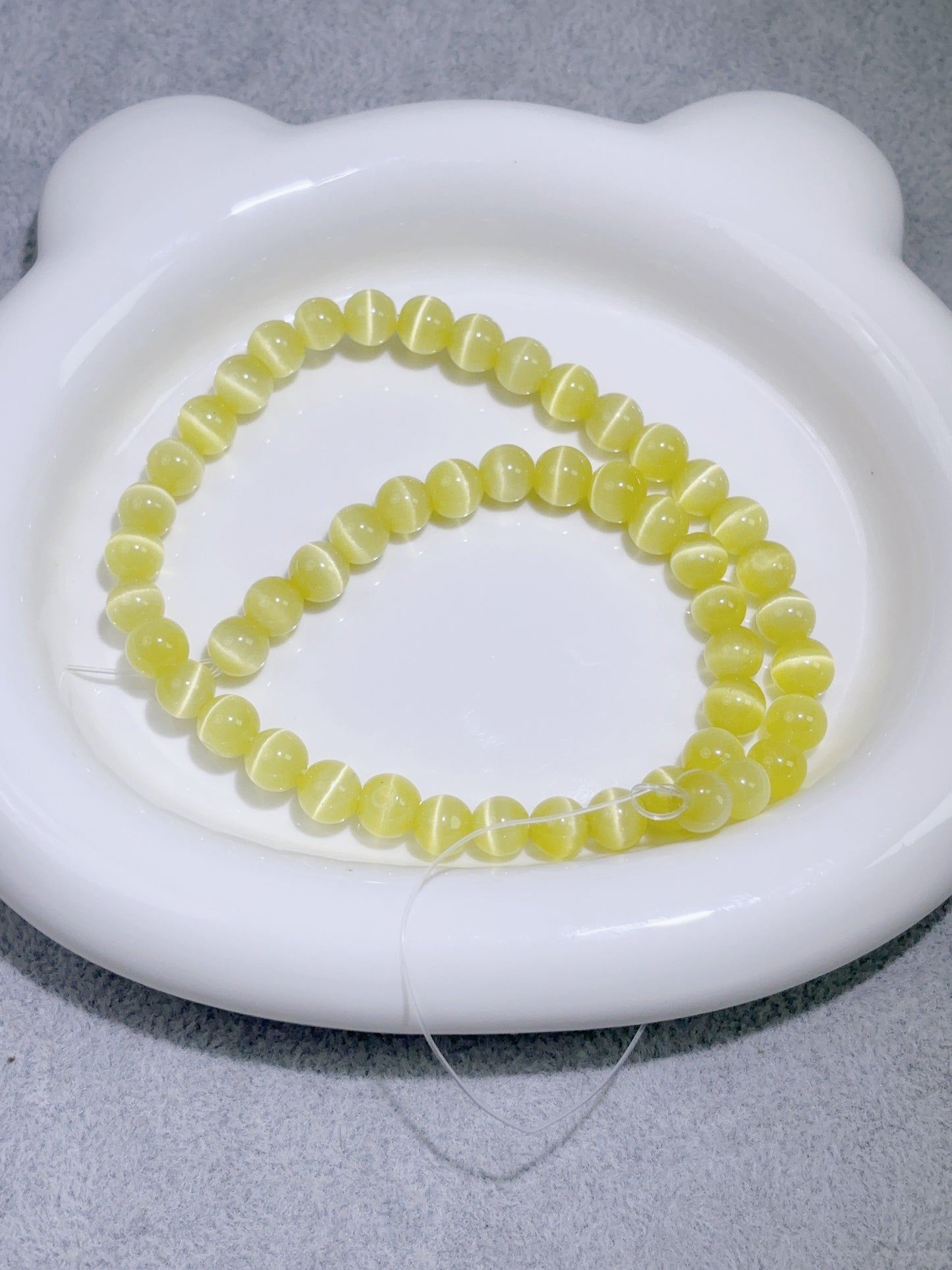 天然石連材-ビーズ-8 mmイエローキャッツアイ