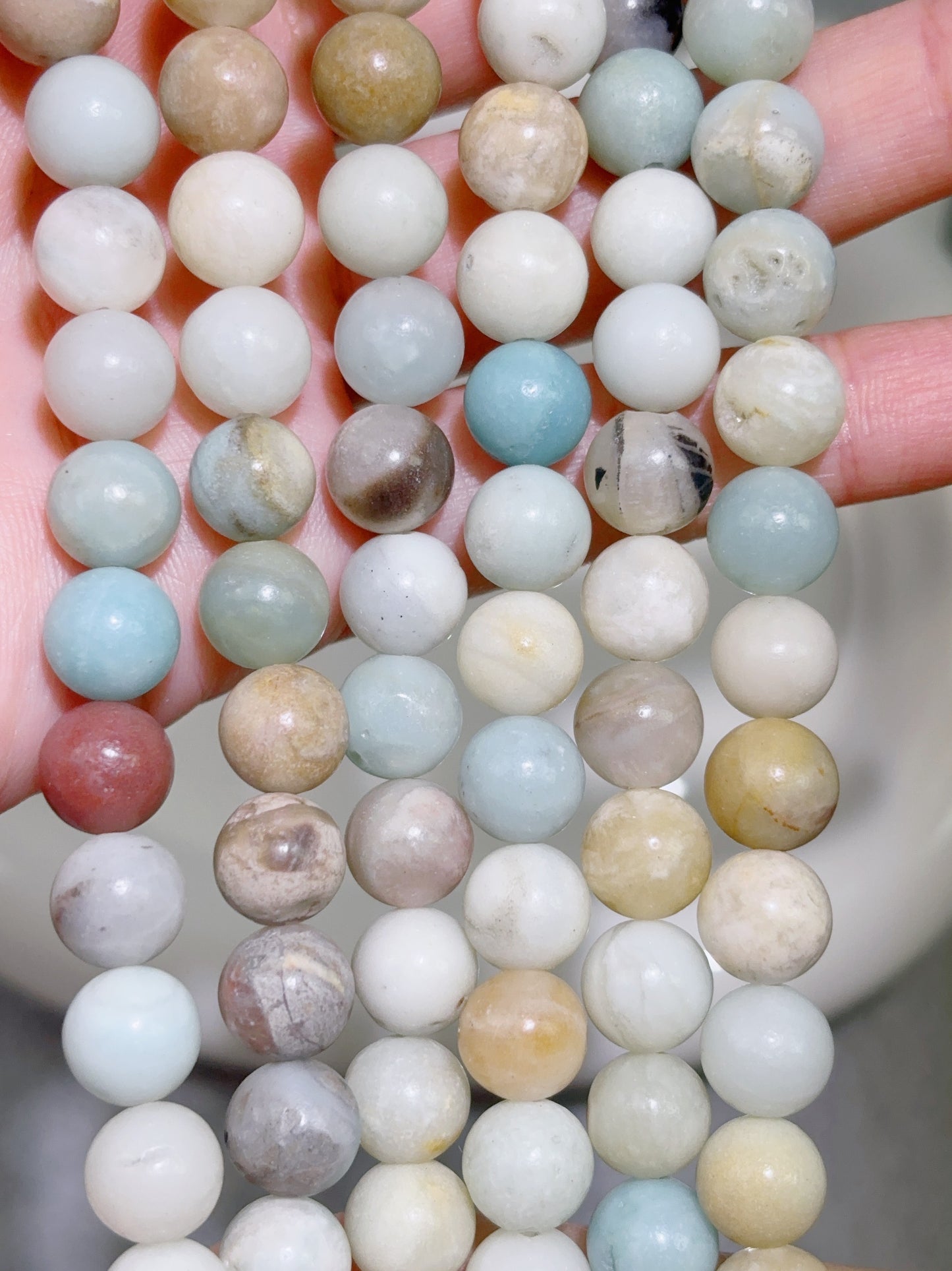 天然石連材-ビーズ-8 mmアマゾナイト