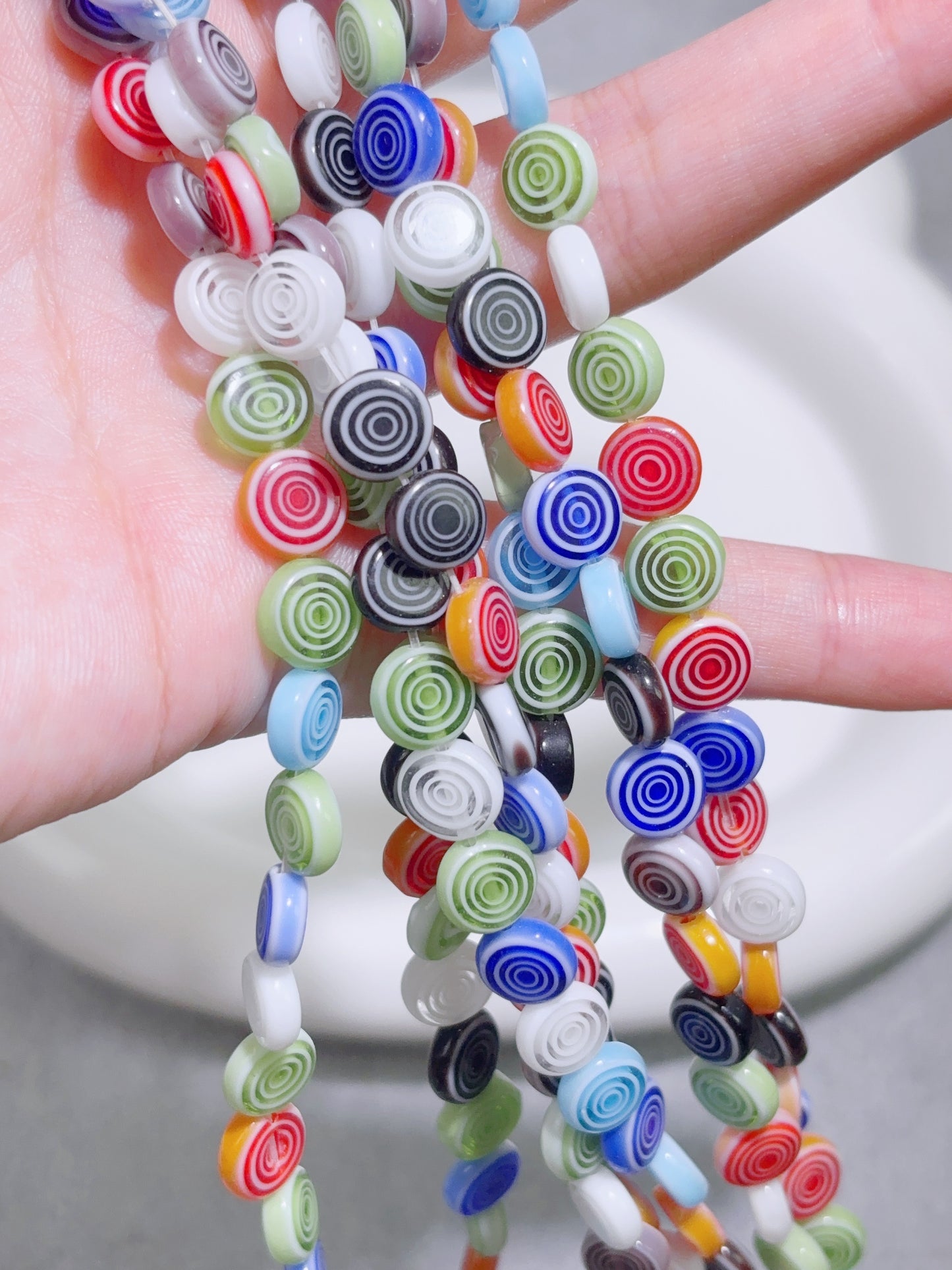 ガラス連材-円餅-8 mmエンボス