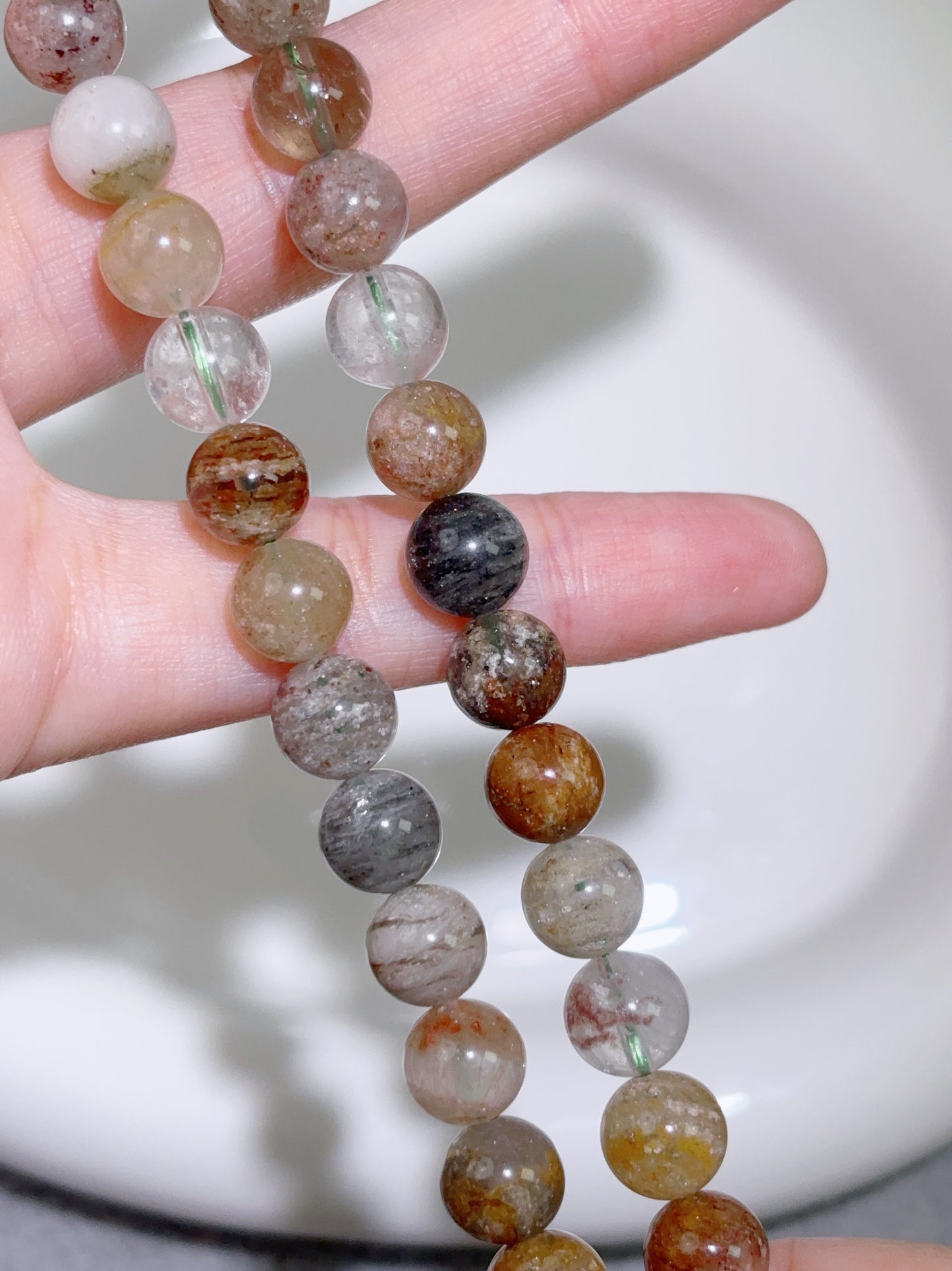 天然石連材-玉-8 mm千層幽霊