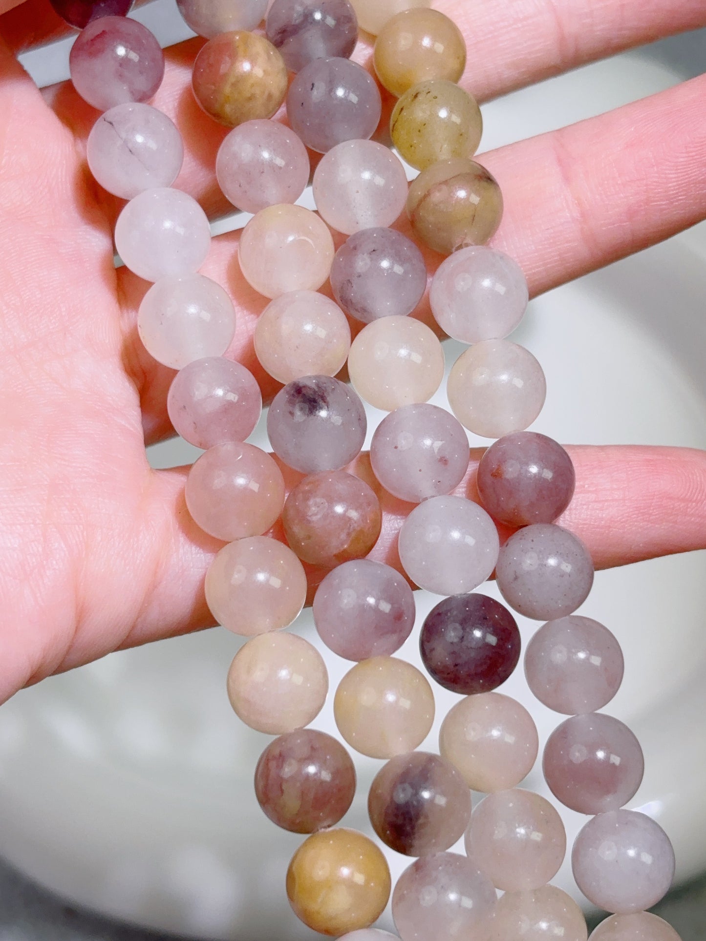 天然石連材-円珠-8 mmスミレ石