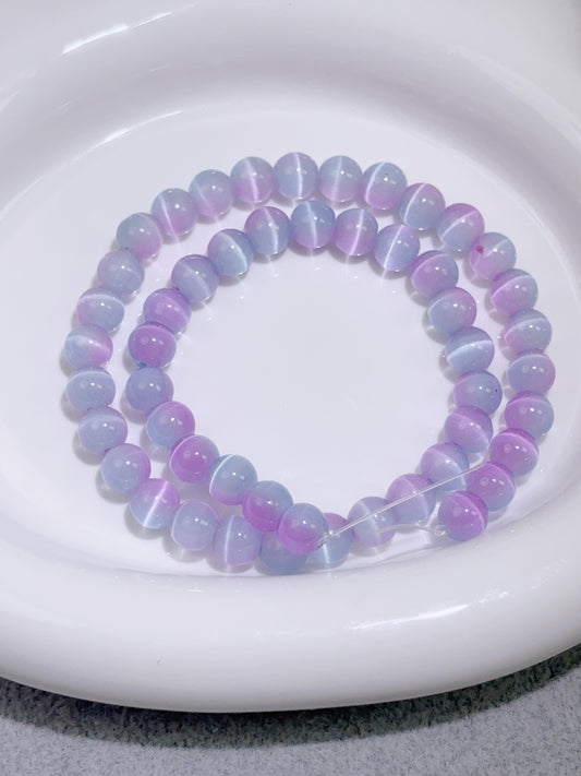 天然石連材-玉-8 mm青紫キャッツアイ