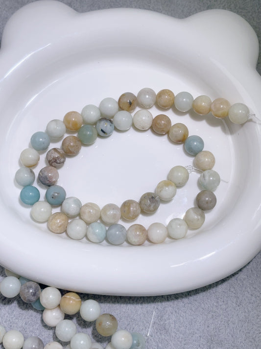天然石連材-ビーズ-8 mmアマゾナイト