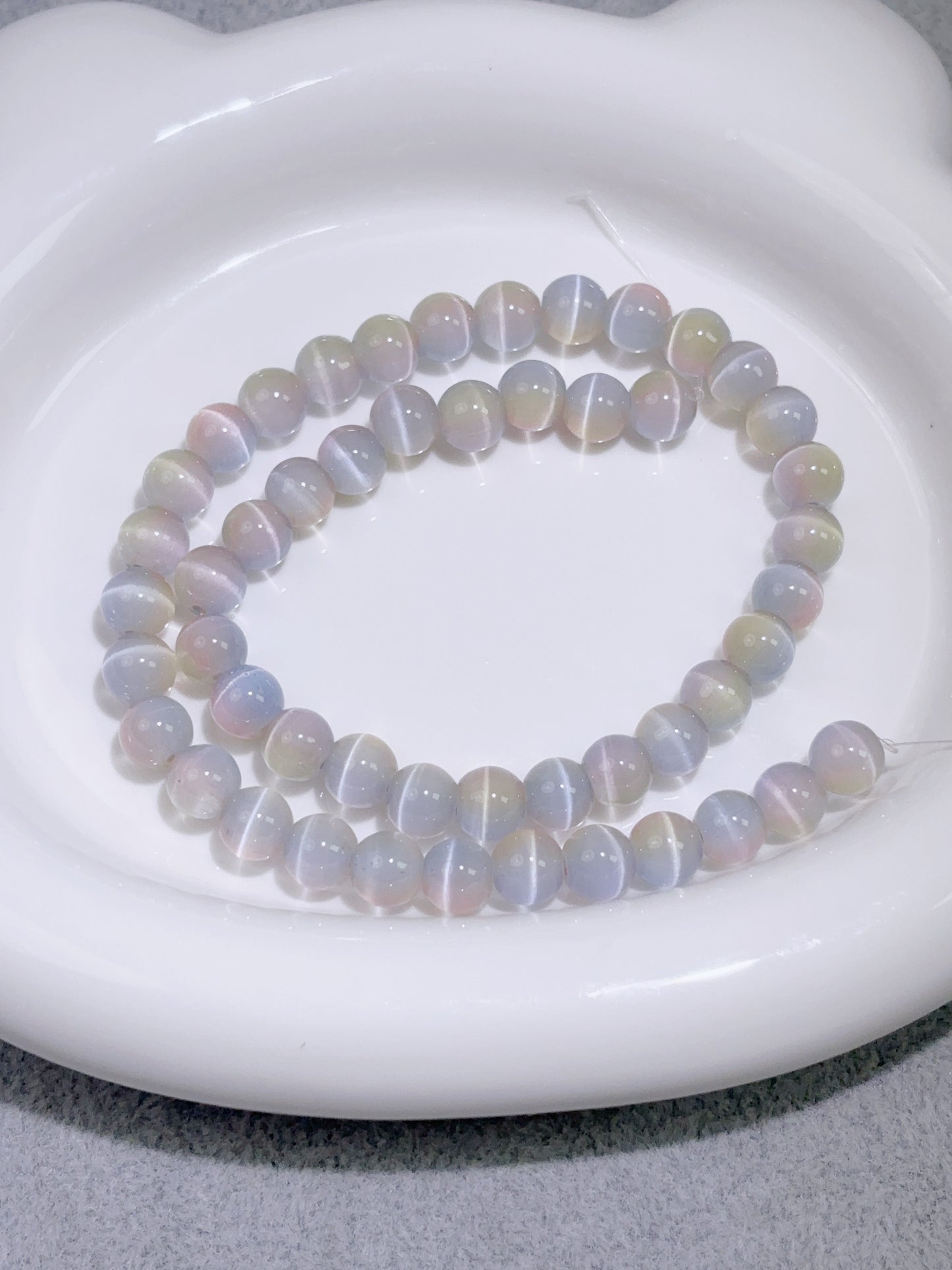 天然石連材-ビーズ-8 mmユニコーンキャッツアイ