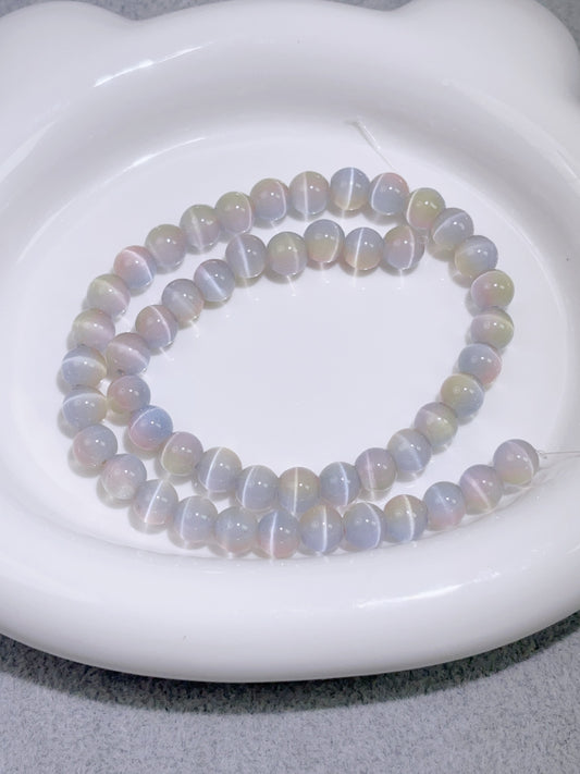 天然石連材-ビーズ-8 mmユニコーンキャッツアイ