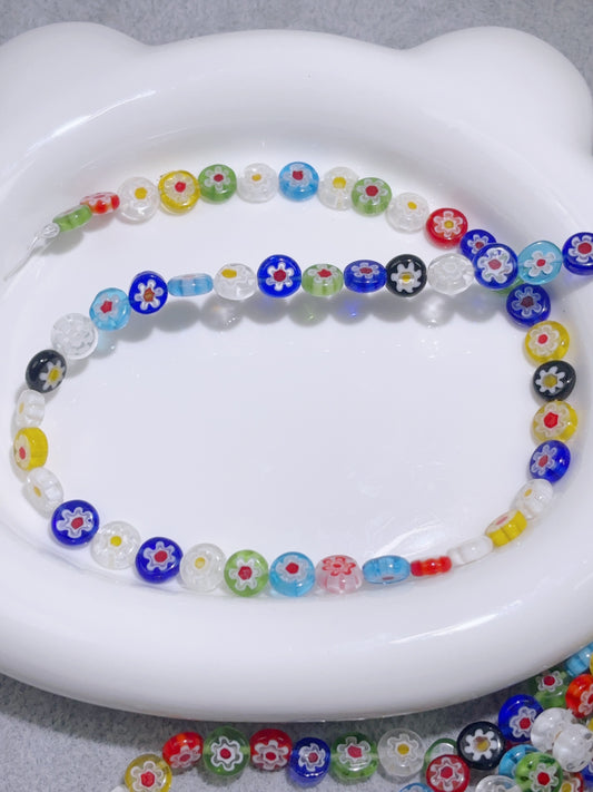 ガラス連材-円餅-8 mm円餅小花