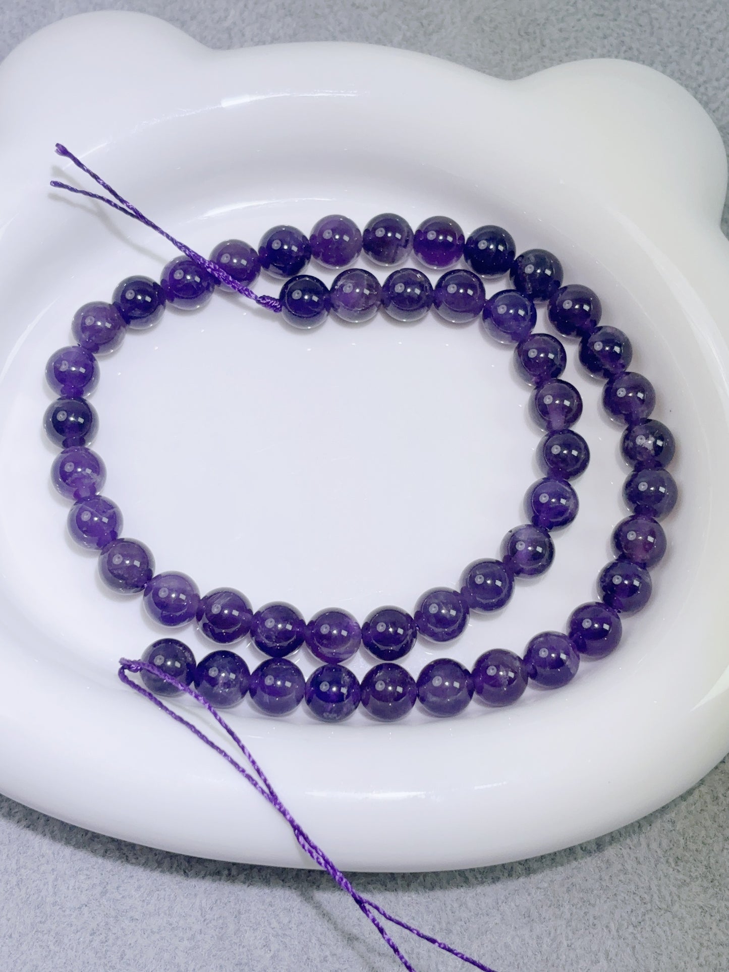 天然石連材-ビーズ-8 mm紫水（深く透過）