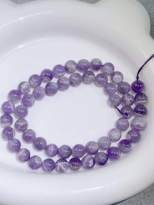 天然石連材-ビーズ-7.8 mmファンタジーアメジスト