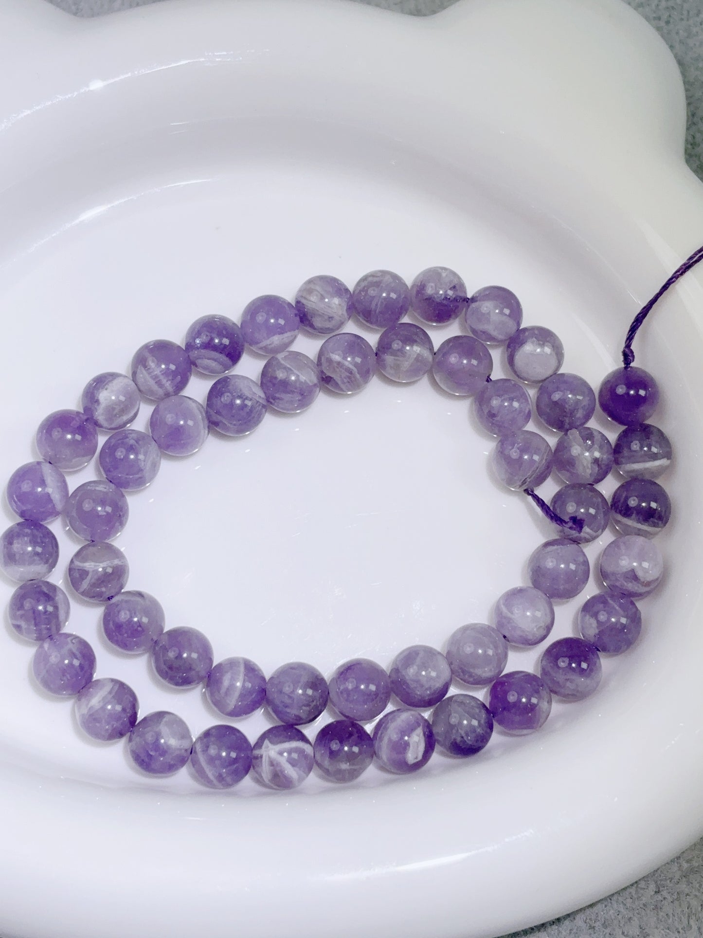 天然石連材-ビーズ-7.8 mmファンタジーアメジスト