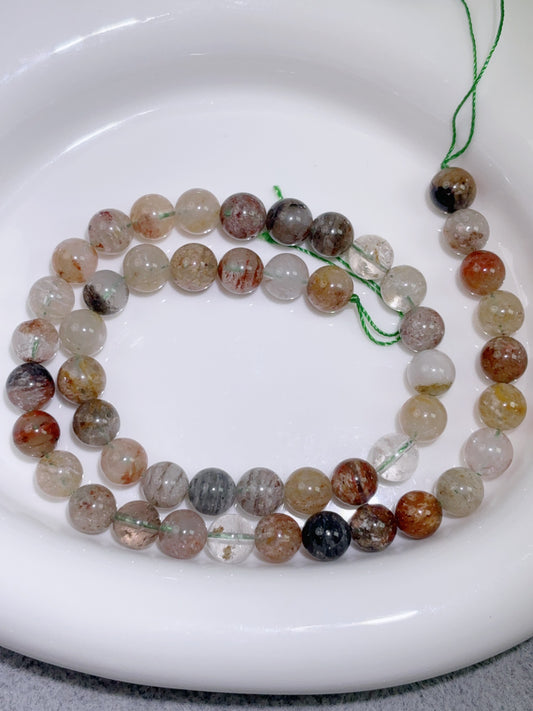 天然石連材-玉-8 mm千層幽霊